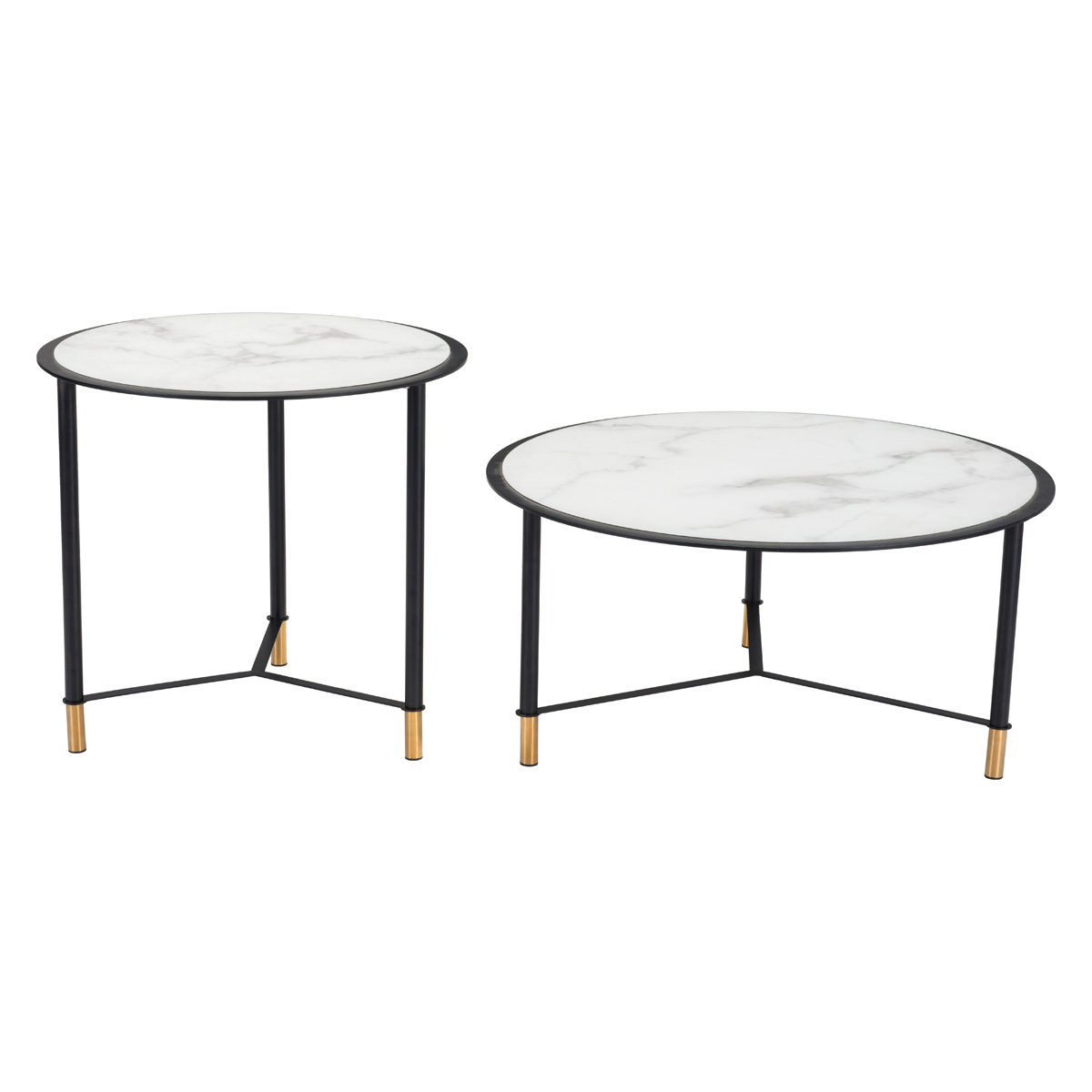 ZUO - Davis Coffee Table (Set Of 2) in Black/White/Black