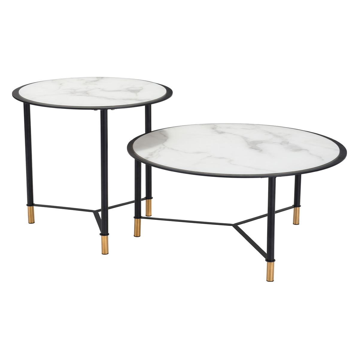 ZUO - Davis Coffee Table (Set Of 2) in Black/White/Black