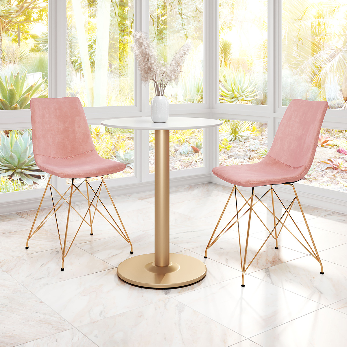 ZUO - Parker Dining Chair (Set Of 4) in Pink/Gold