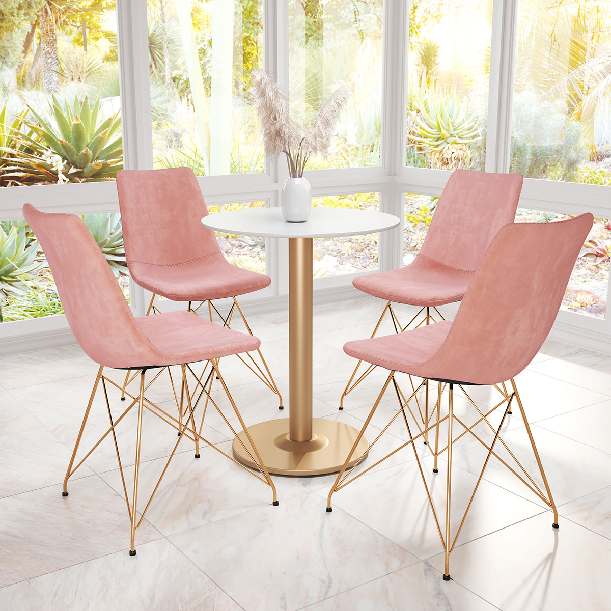 ZUO - Parker Dining Chair (Set Of 4) in Pink/Gold