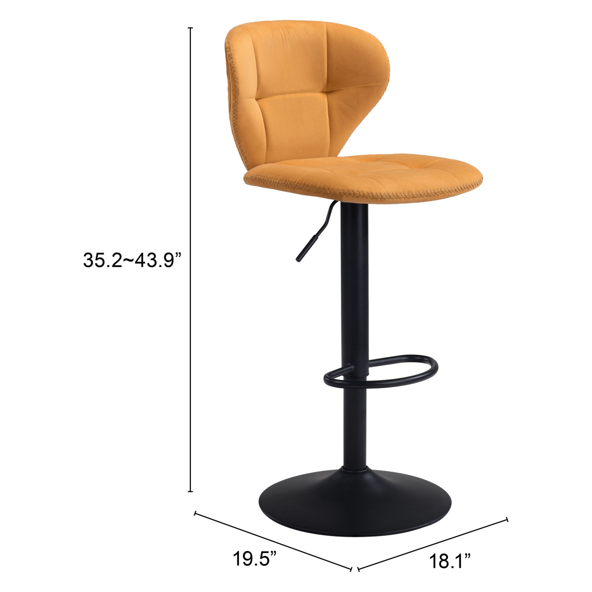 ZUO Salem Bar Chair - Yellow/Black