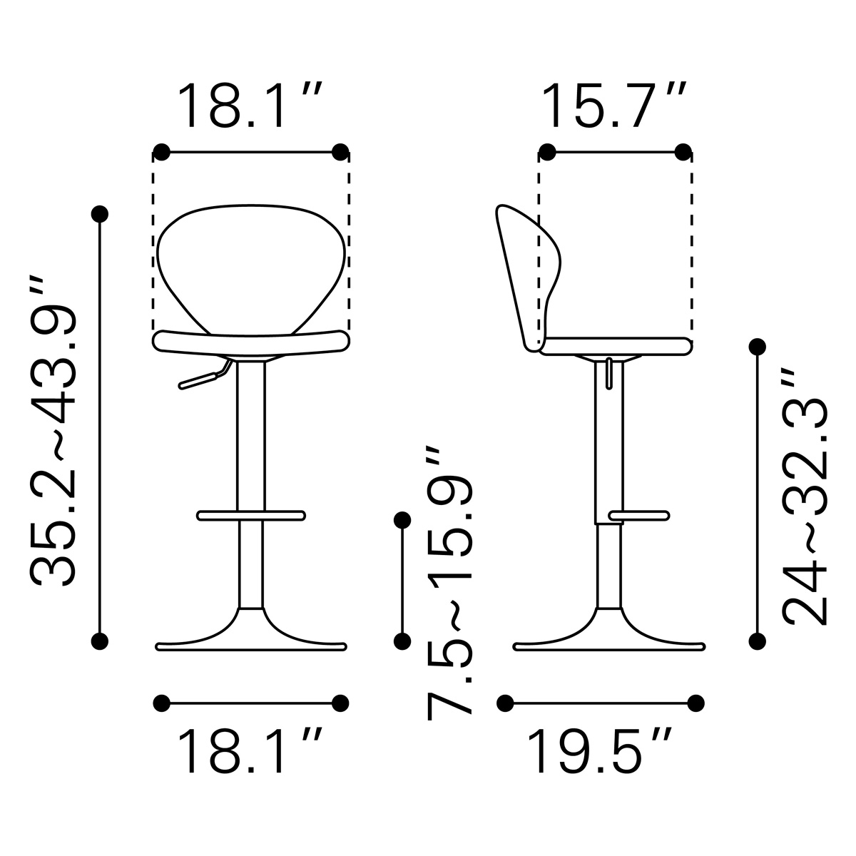 ZUO Salem Bar Chair - Yellow/Black