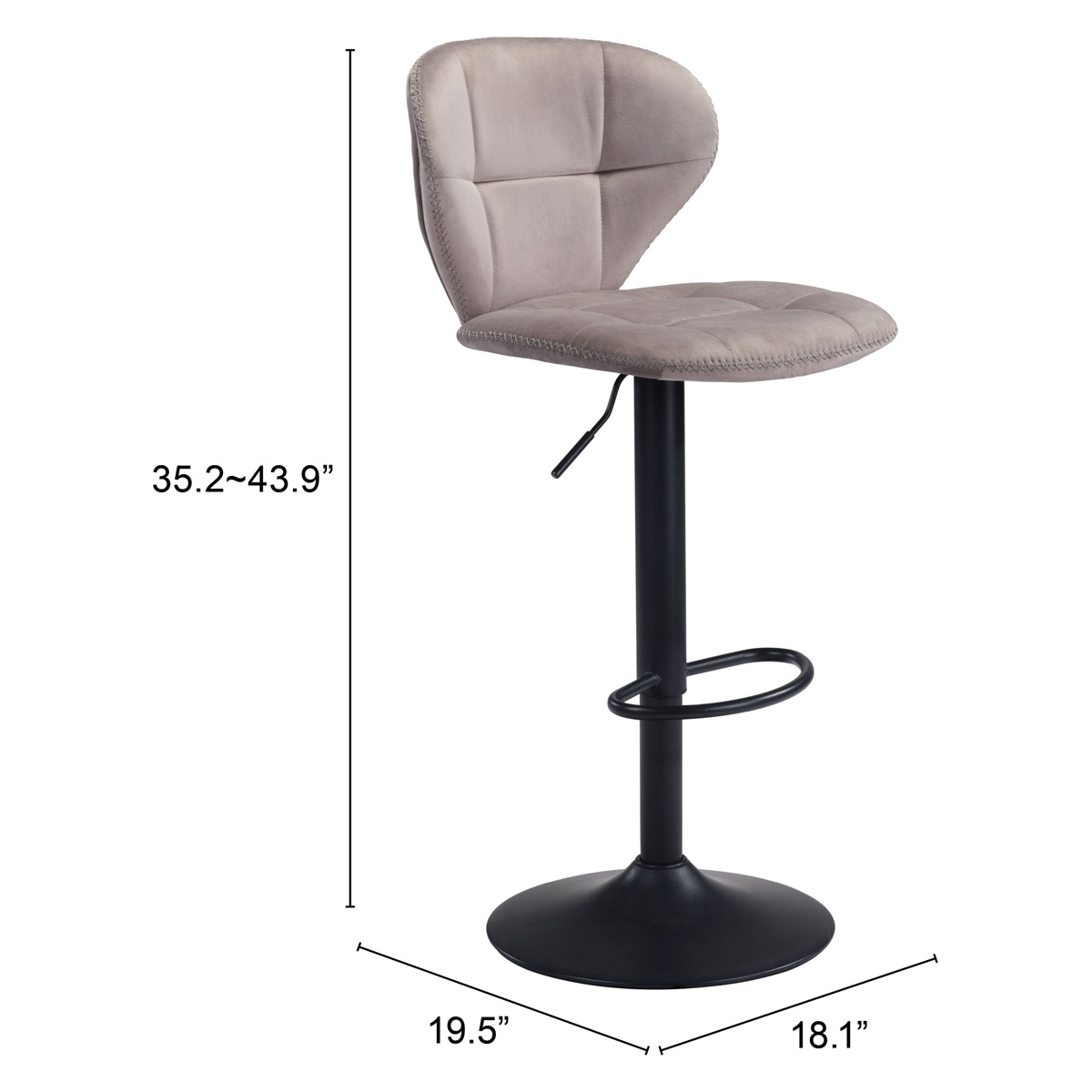 ZUO Salem Bar Chair - Gray/Black