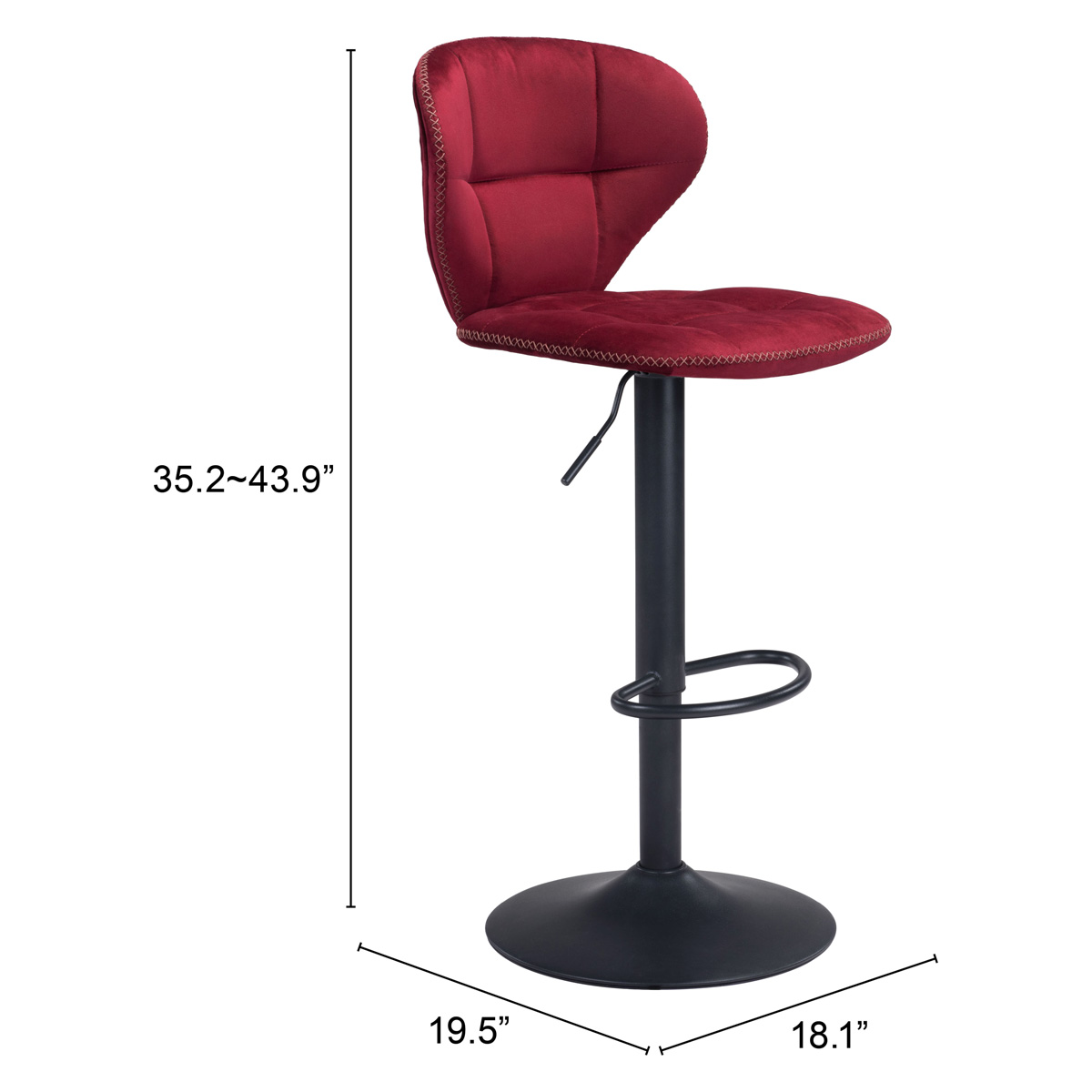 ZUO Salem Bar Chair - Red/Black