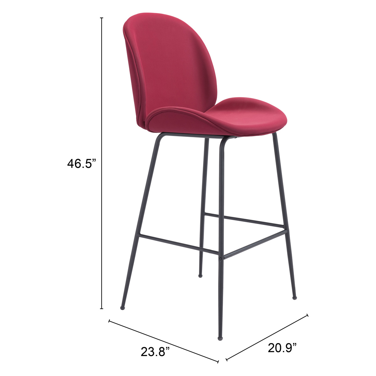 ZUO Miles Bar Chair - Red/Black