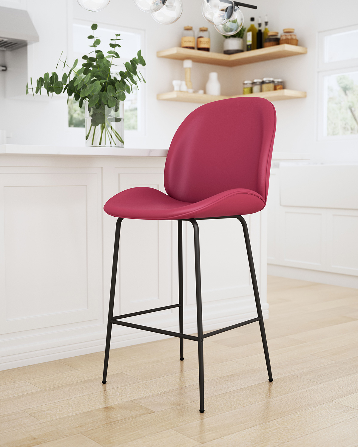 ZUO Miles Counter Chair - Red/Black