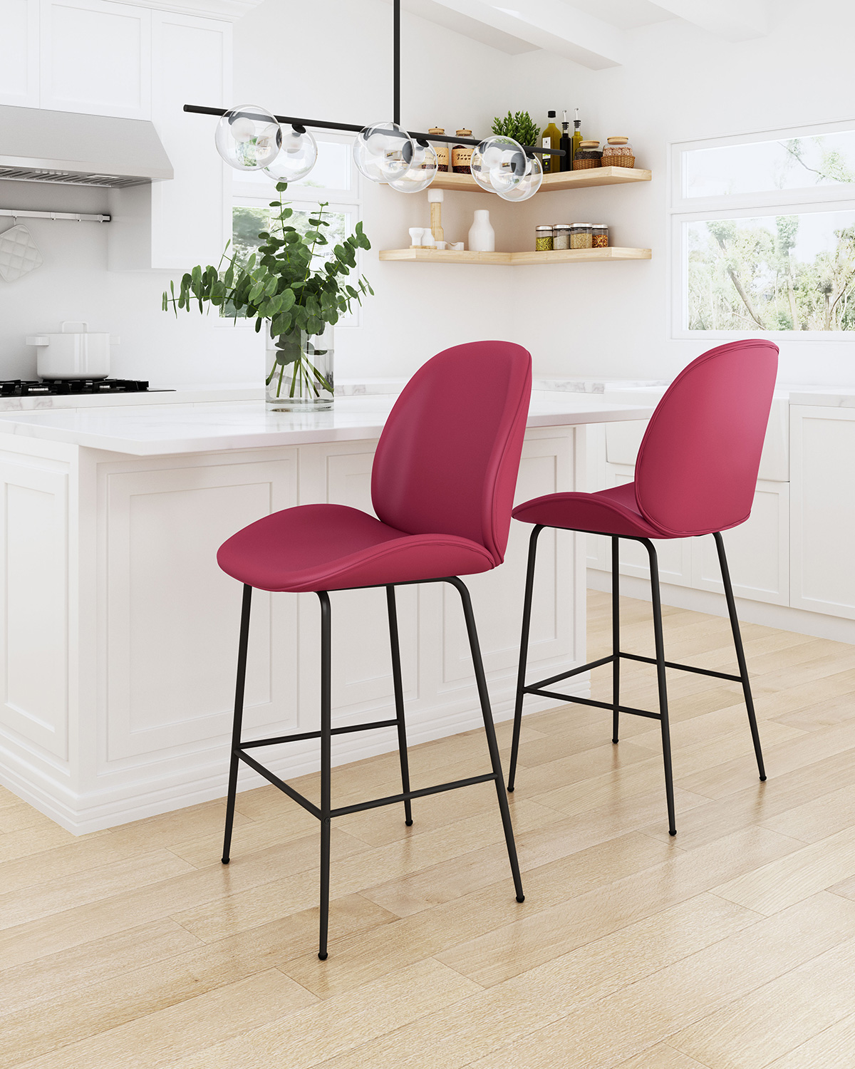 ZUO Miles Counter Chair - Red/Black