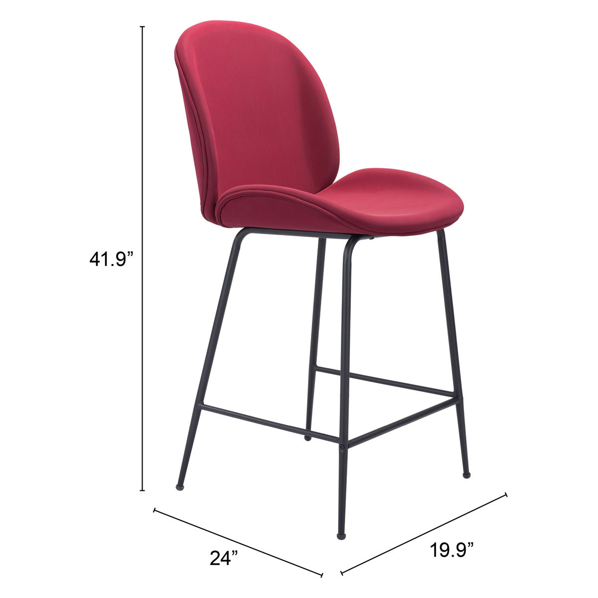 ZUO Miles Counter Chair - Red/Black