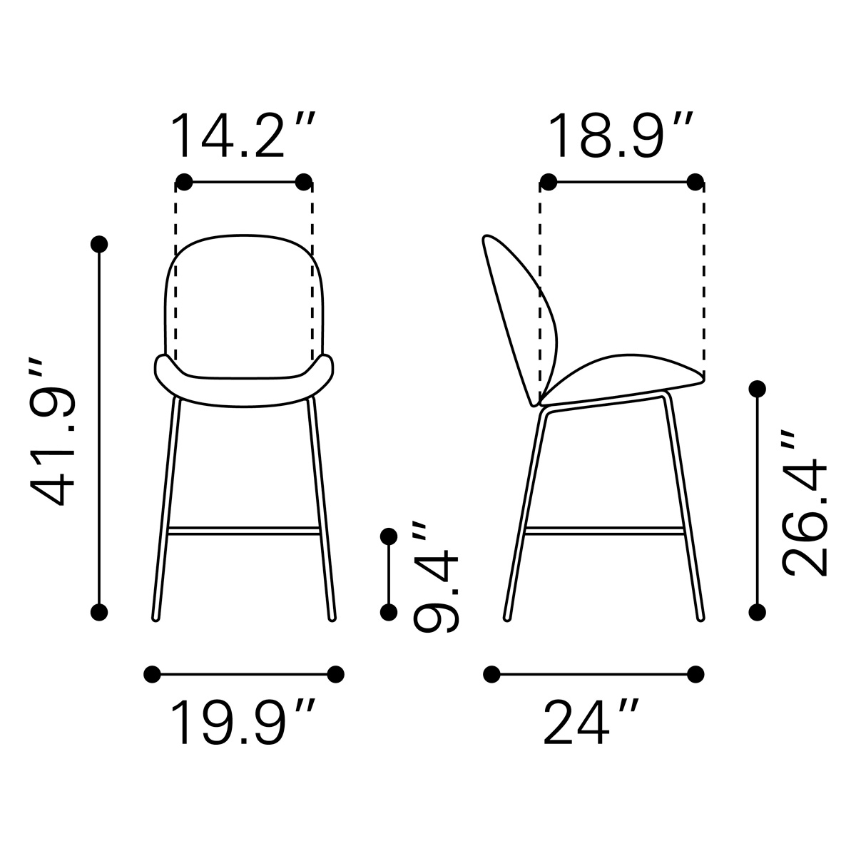 ZUO Miles Counter Chair - Red/Black