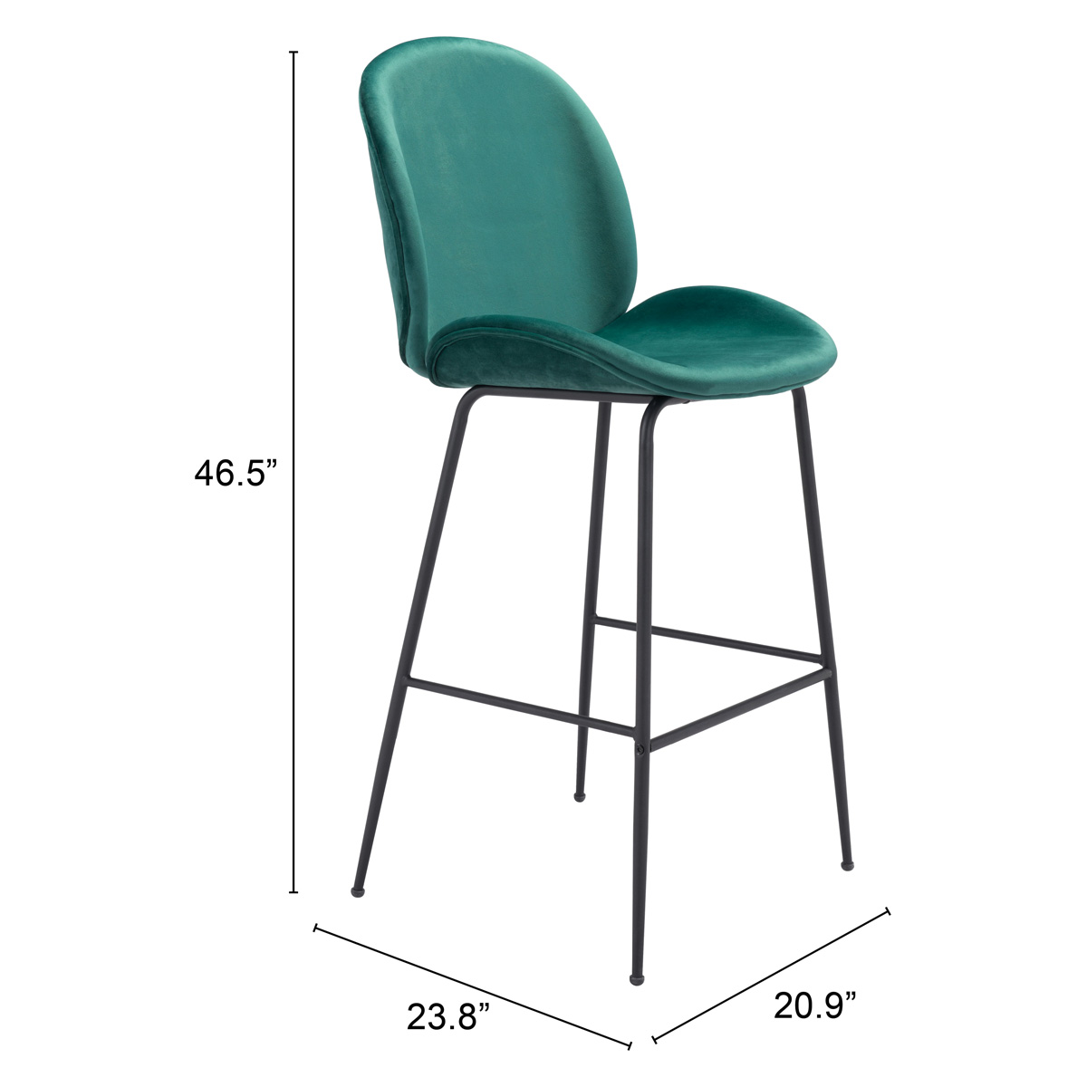 ZUO Miles Bar Chair - Green/Black