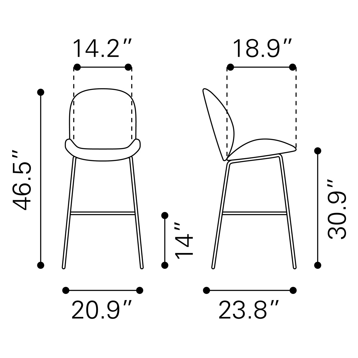 ZUO Miles Bar Chair - Green/Black