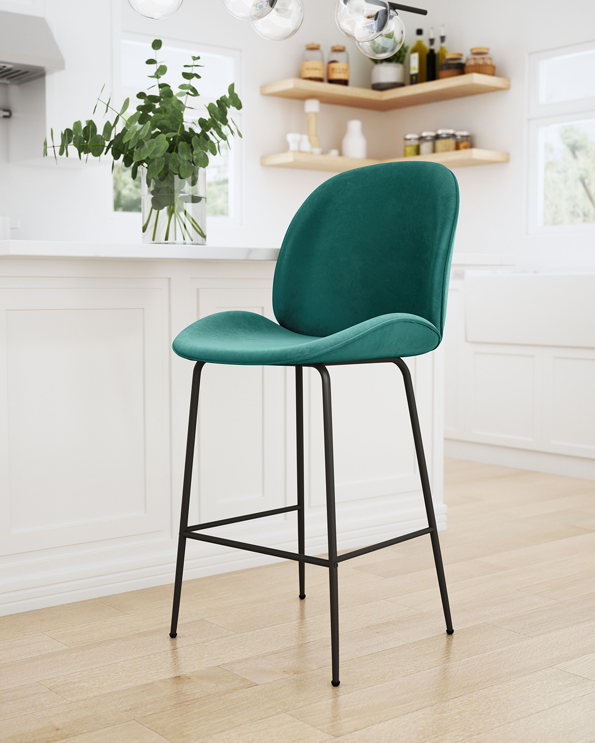 ZUO Miles Counter Chair - Green/Black