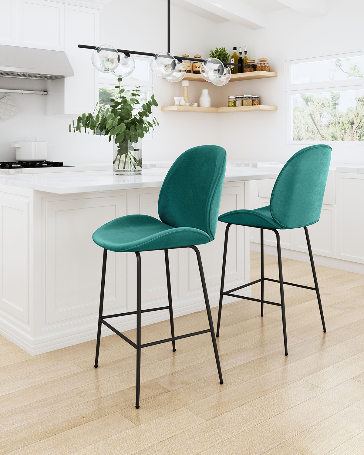 ZUO Miles Counter Chair - Green/Black