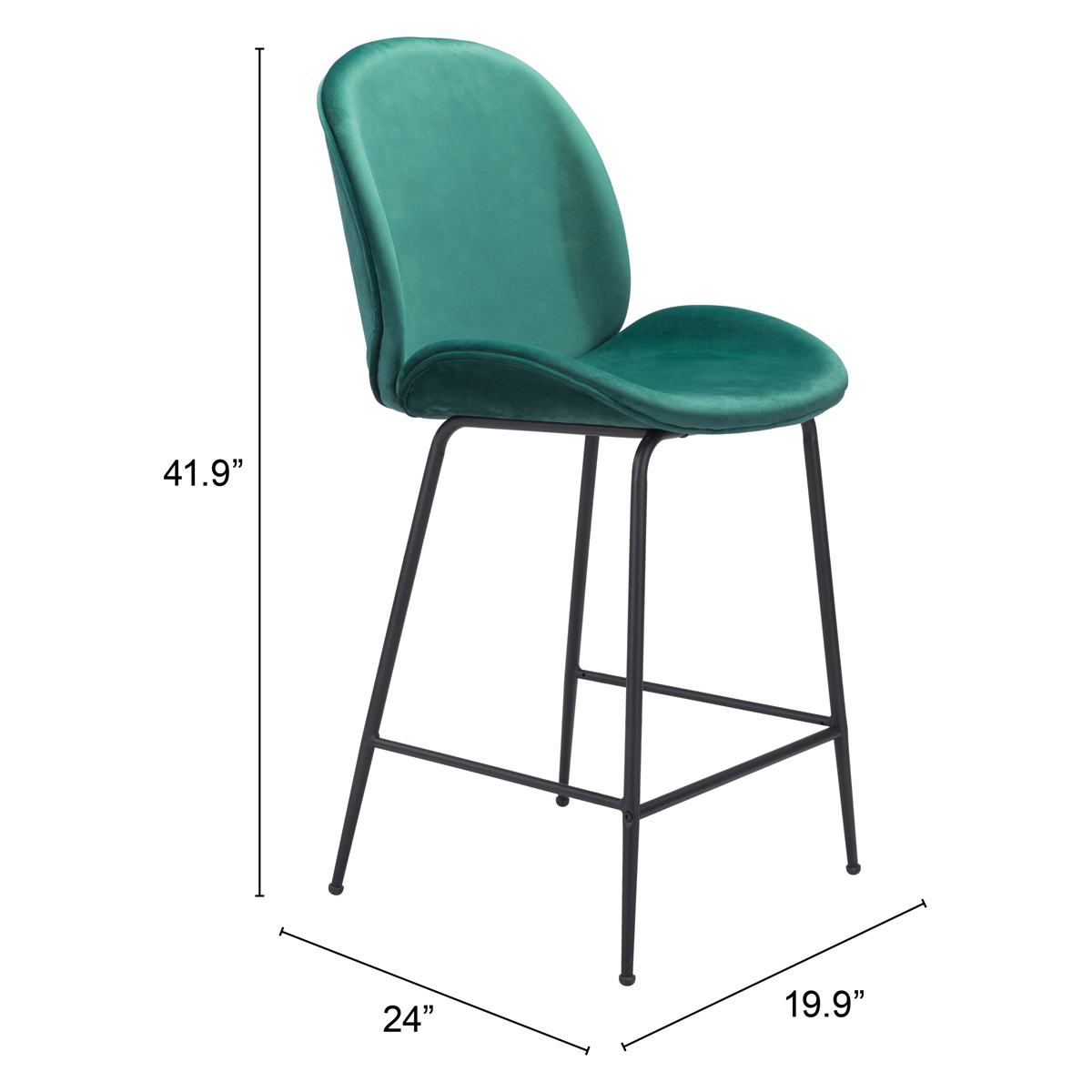 ZUO Miles Counter Chair - Green/Black