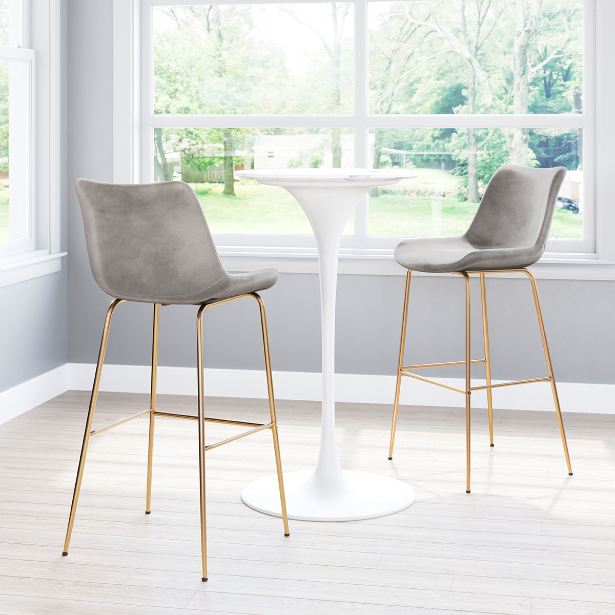 ZUO Tony Bar Chair - Gray/Gold