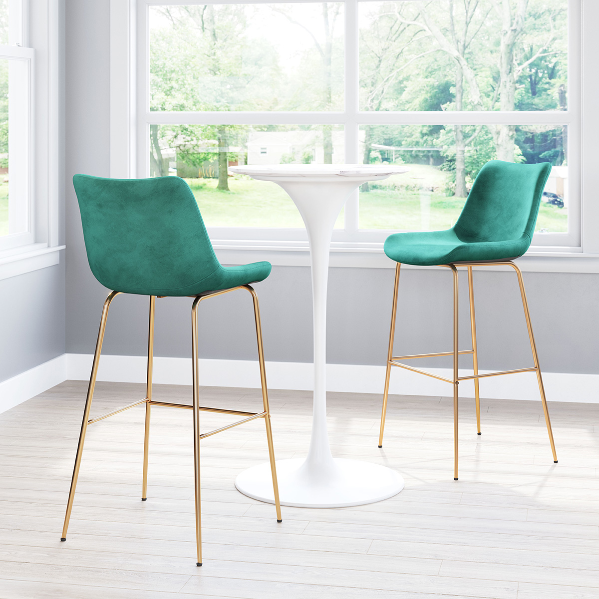 ZUO Tony Bar Chair - Green/Gold