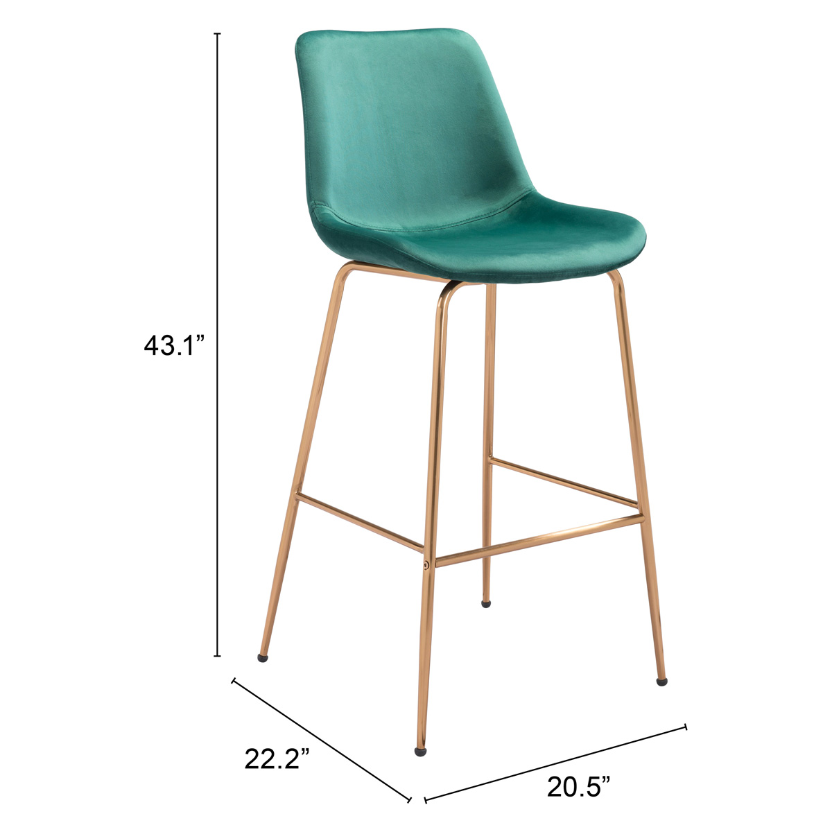 ZUO Tony Bar Chair - Green/Gold