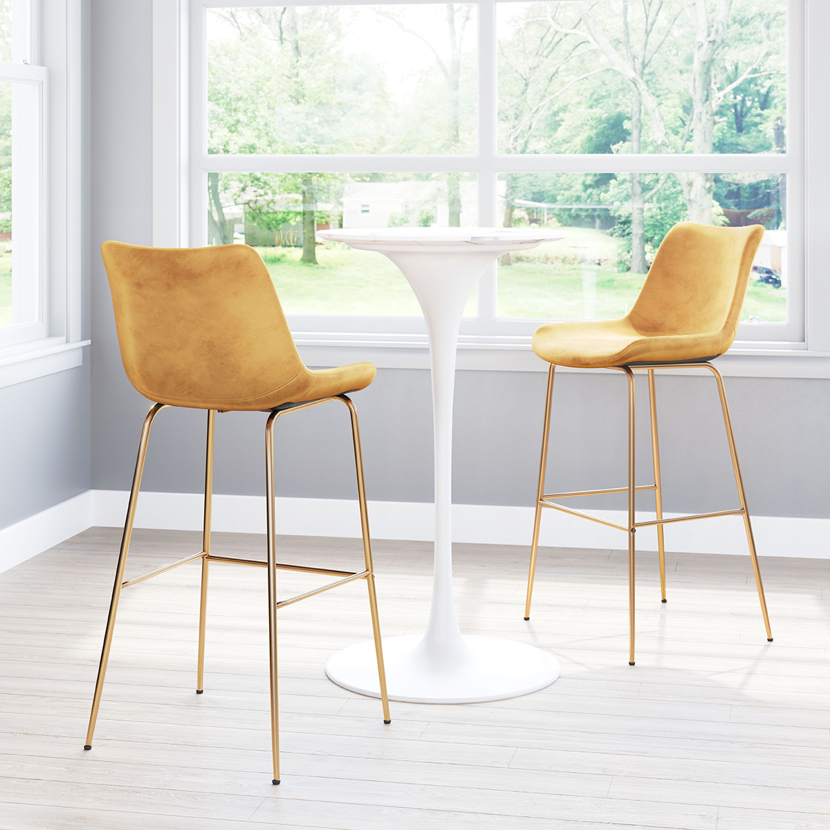 ZUO Tony Bar Chair - Yellow/Gold