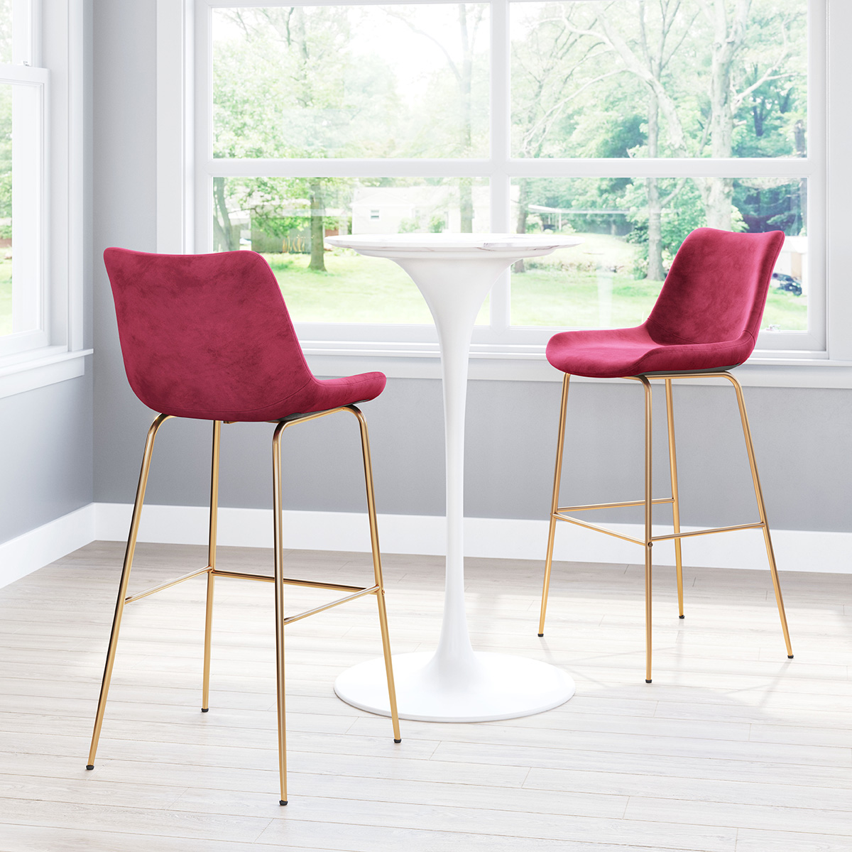 ZUO Tony Bar Chair - Red/Gold