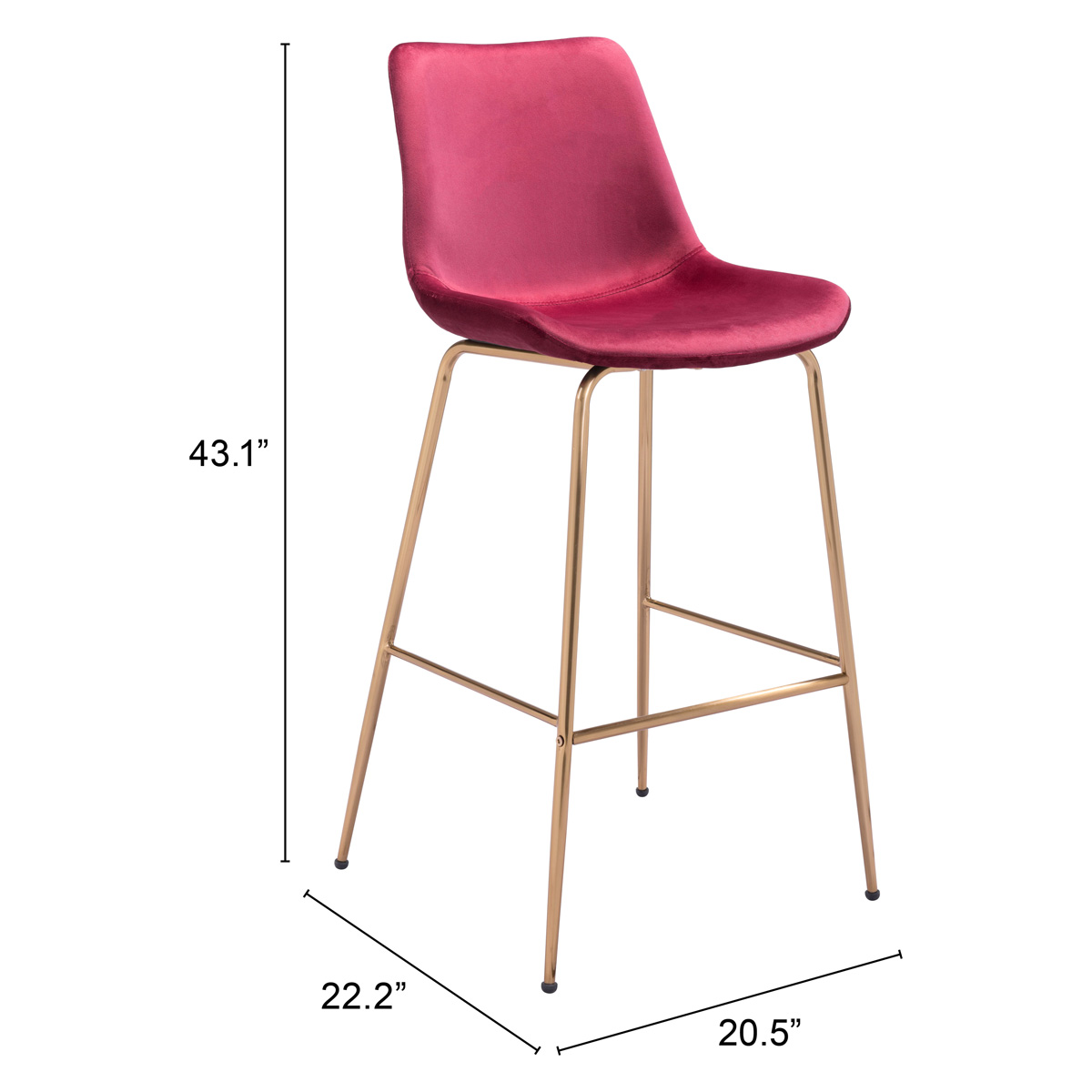 ZUO Tony Bar Chair - Red/Gold