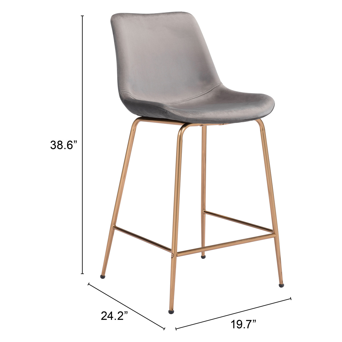 ZUO Tony Counter Chair - Gray/Gold