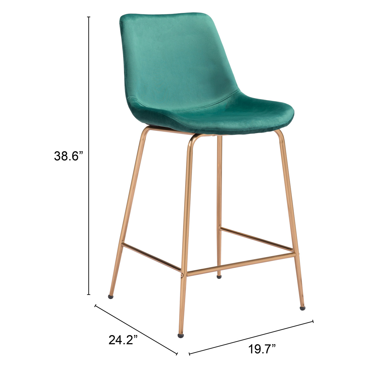 ZUO Tony Counter Chair - Green/Gold