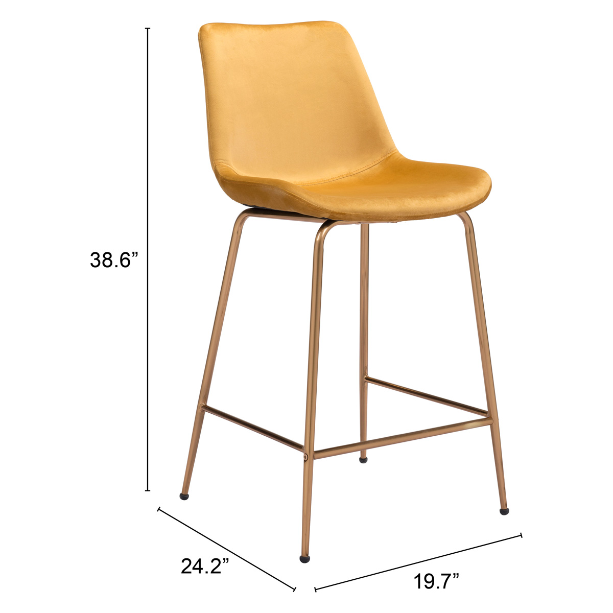 ZUO Tony Counter Chair - Yellow/Gold