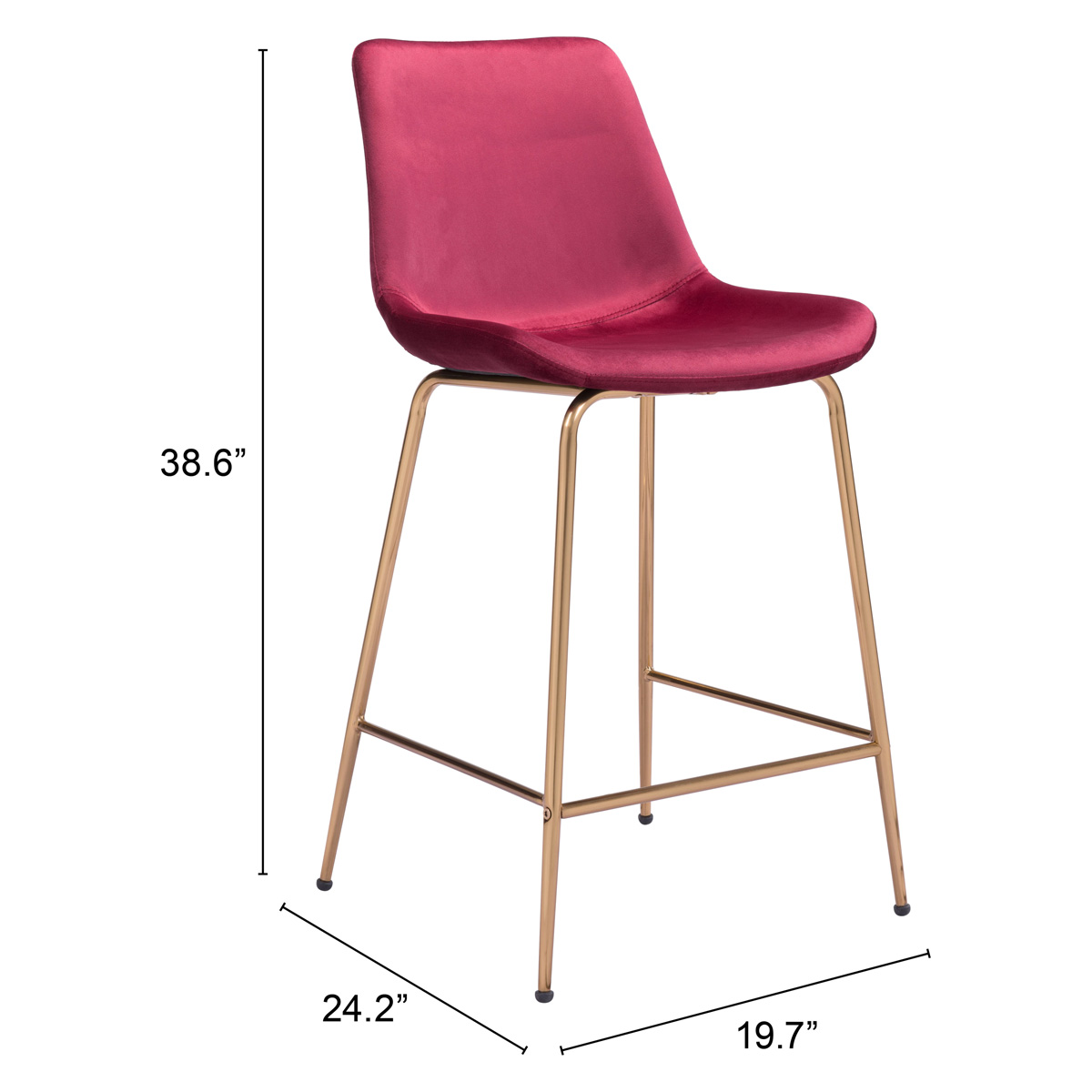 ZUO Tony Counter Chair - Red/Gold