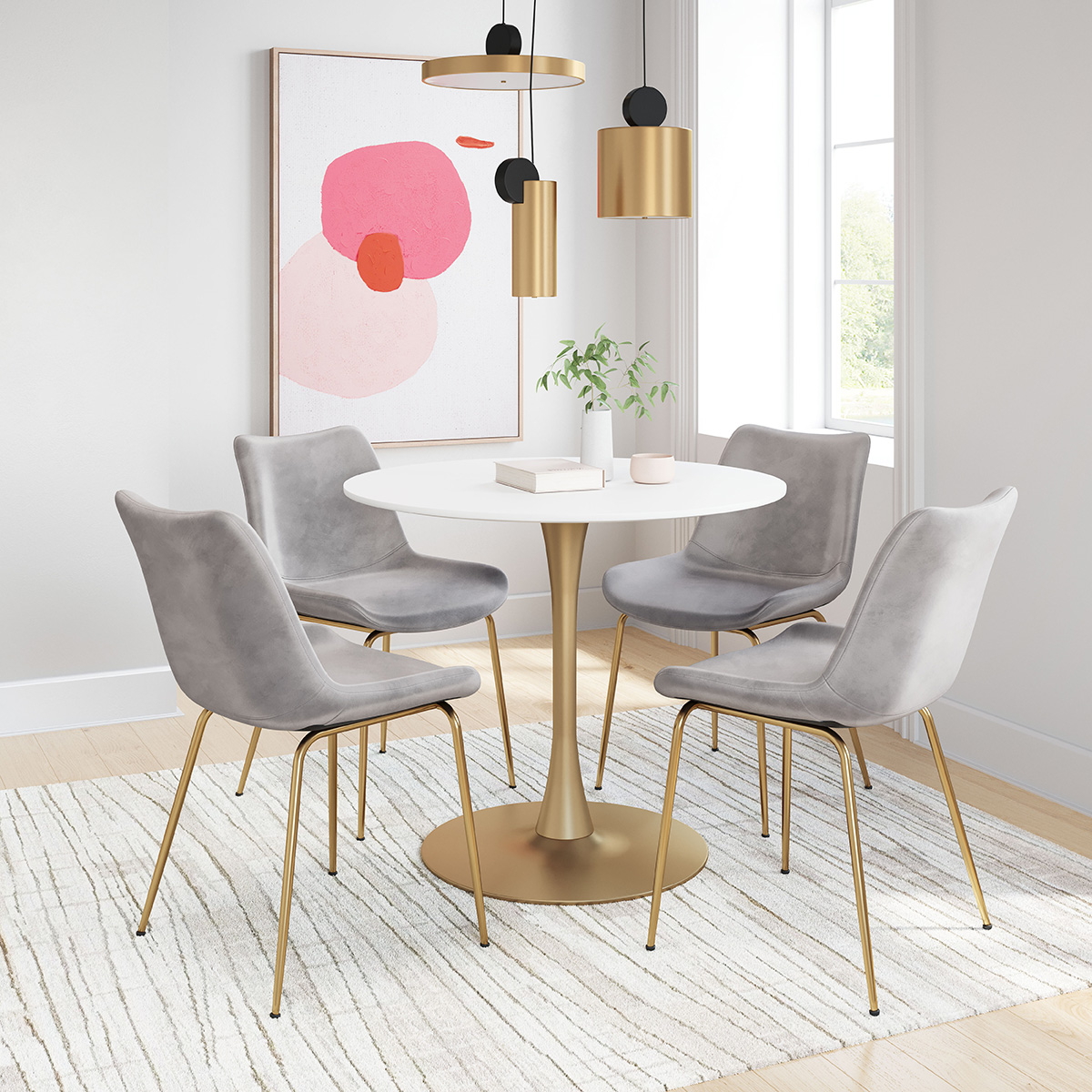 ZUO Tony Dining Chair (Set Of 2) - Gray/Gold