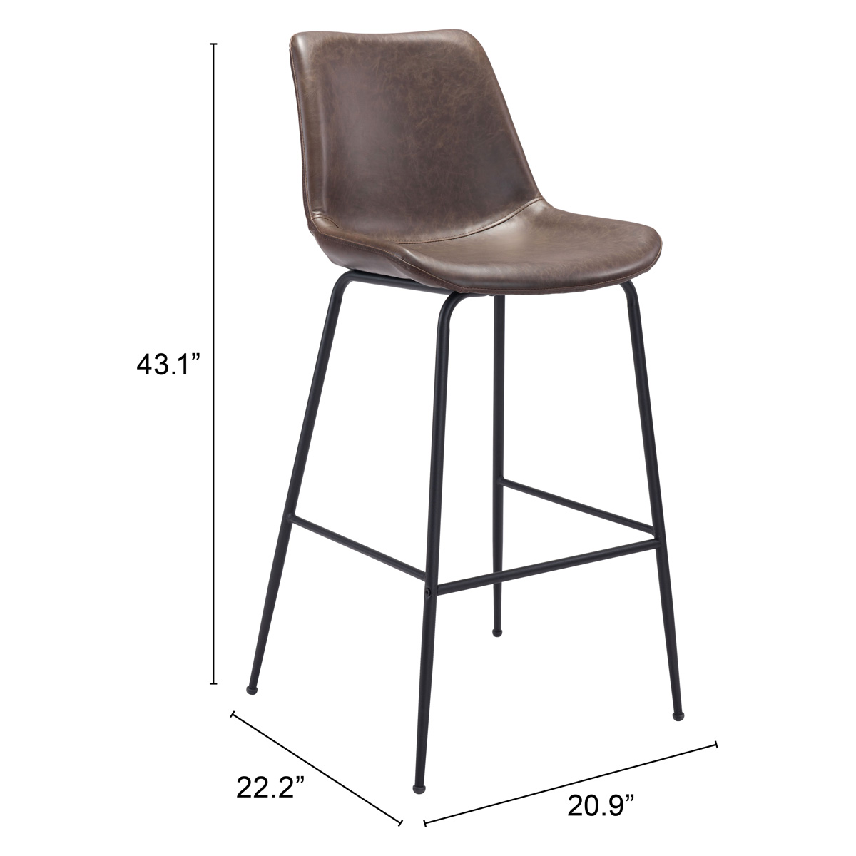 ZUO Byron Bar Chair - Brown/Black