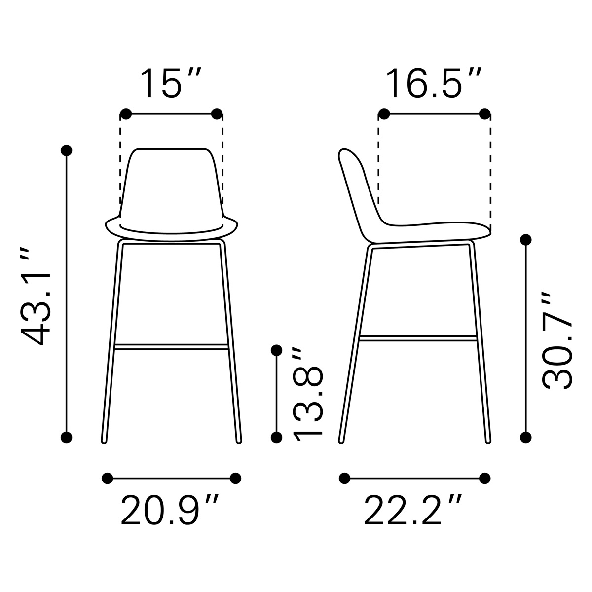 ZUO Byron Bar Chair - Brown/Black