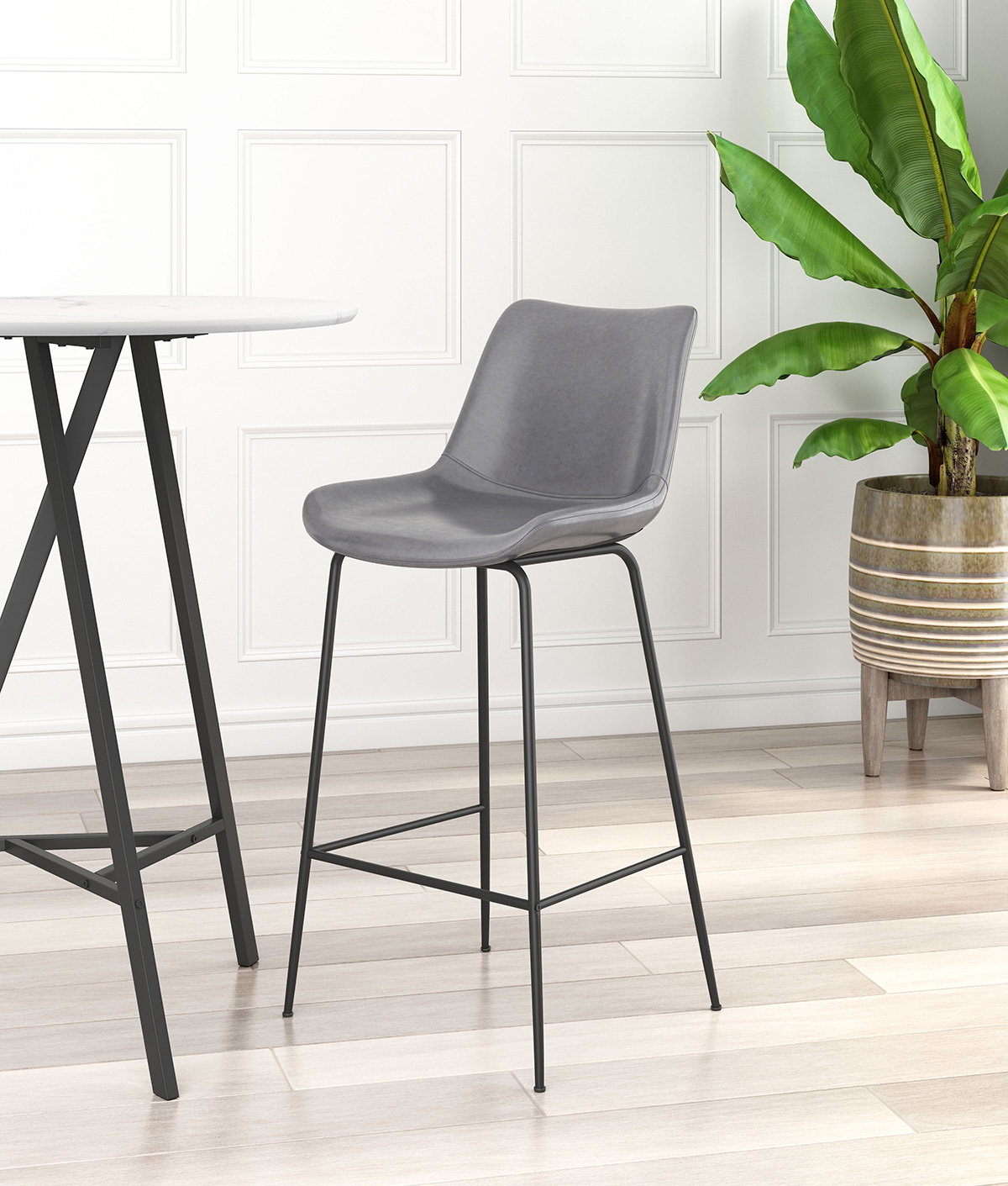 ZUO Byron Bar Chair - Gray/Black