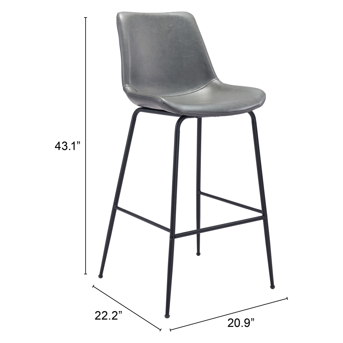 ZUO Byron Bar Chair - Gray/Black