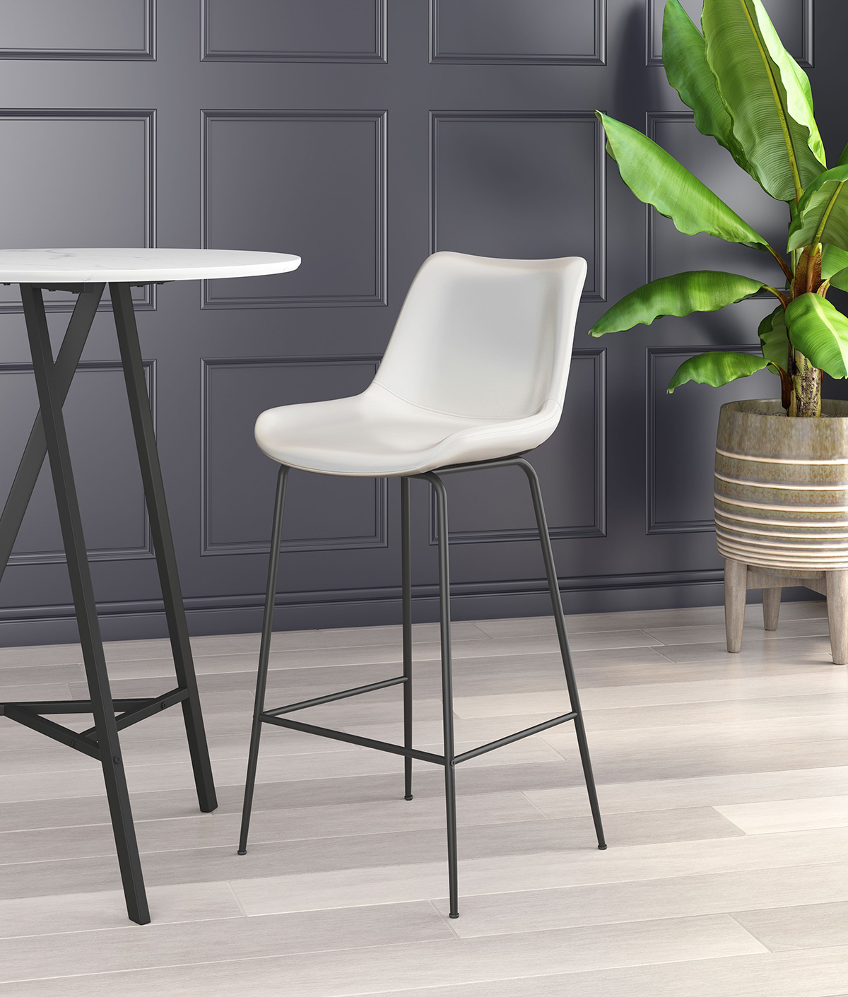 ZUO Byron Bar Chair - White/Black