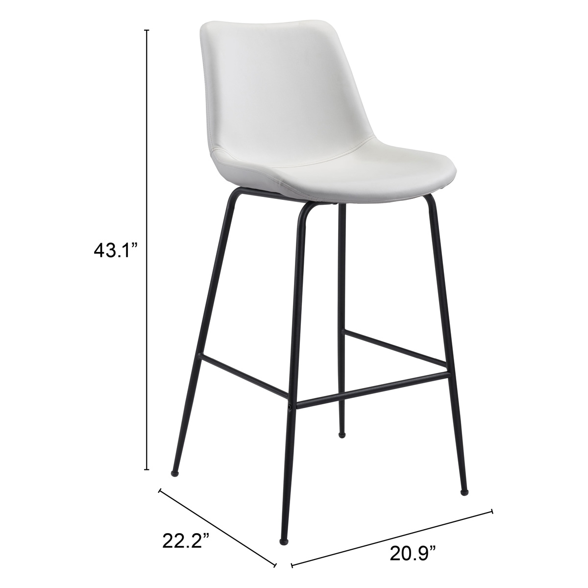 ZUO Byron Bar Chair - White/Black