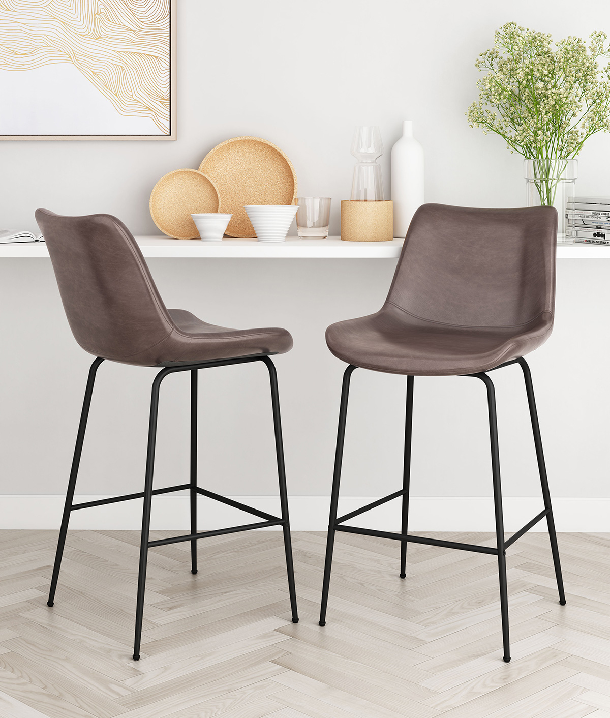 ZUO Byron Counter Chair - Brown/Black