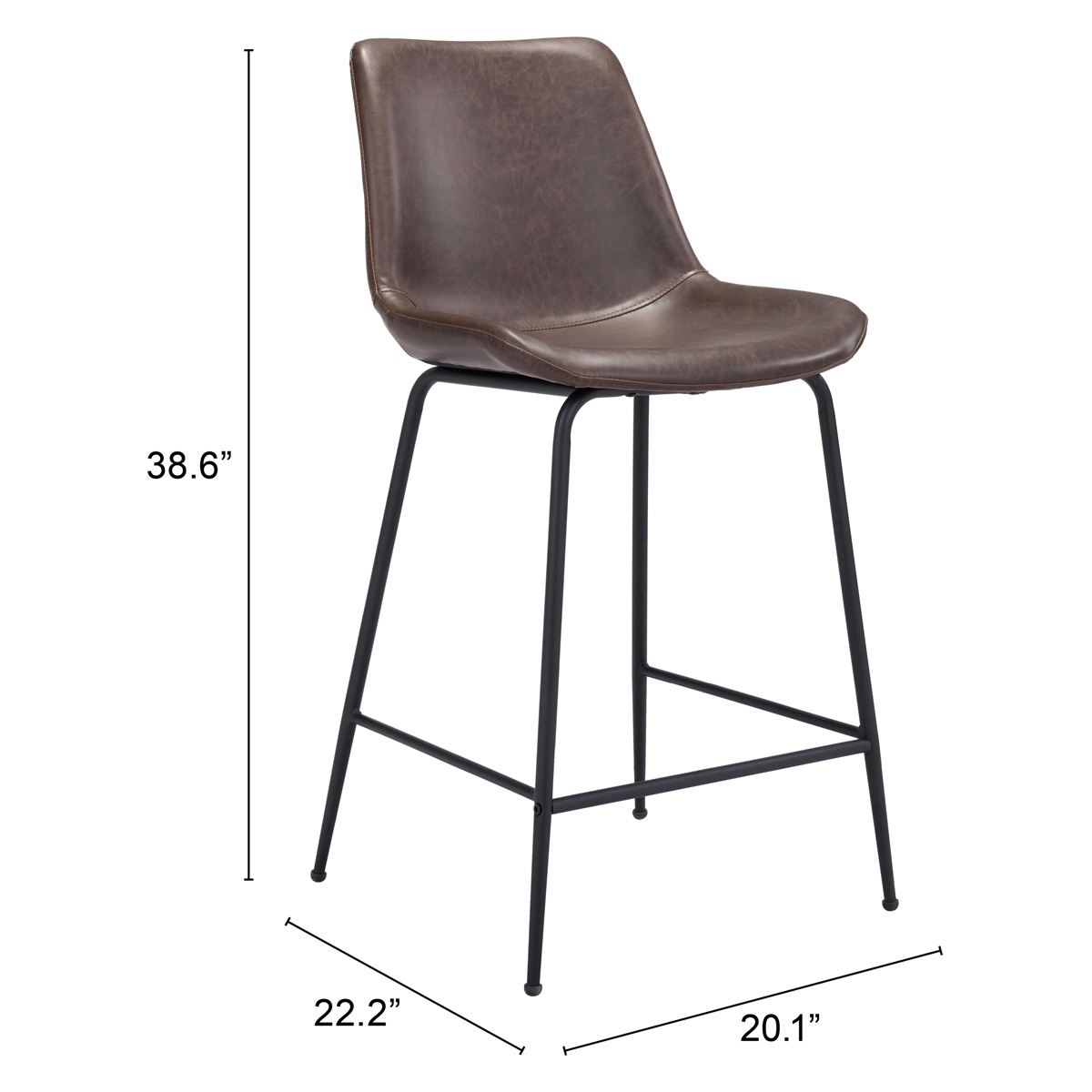 ZUO Byron Counter Chair - Brown/Black