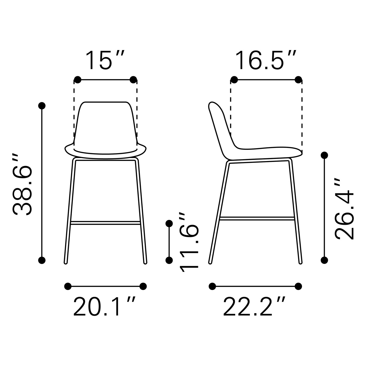 ZUO Byron Counter Chair - Brown/Black