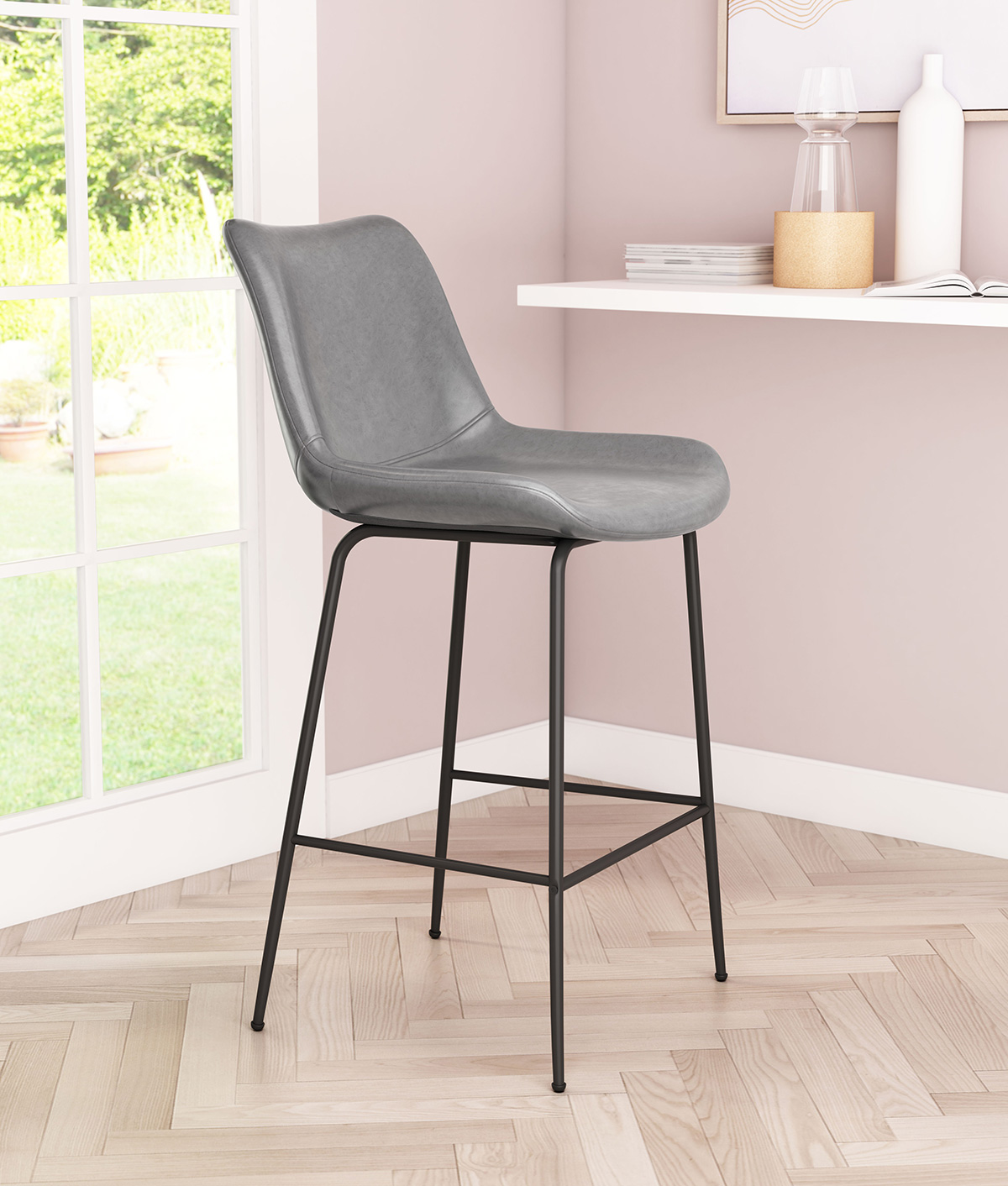 ZUO Byron Counter Chair - Gray/Black