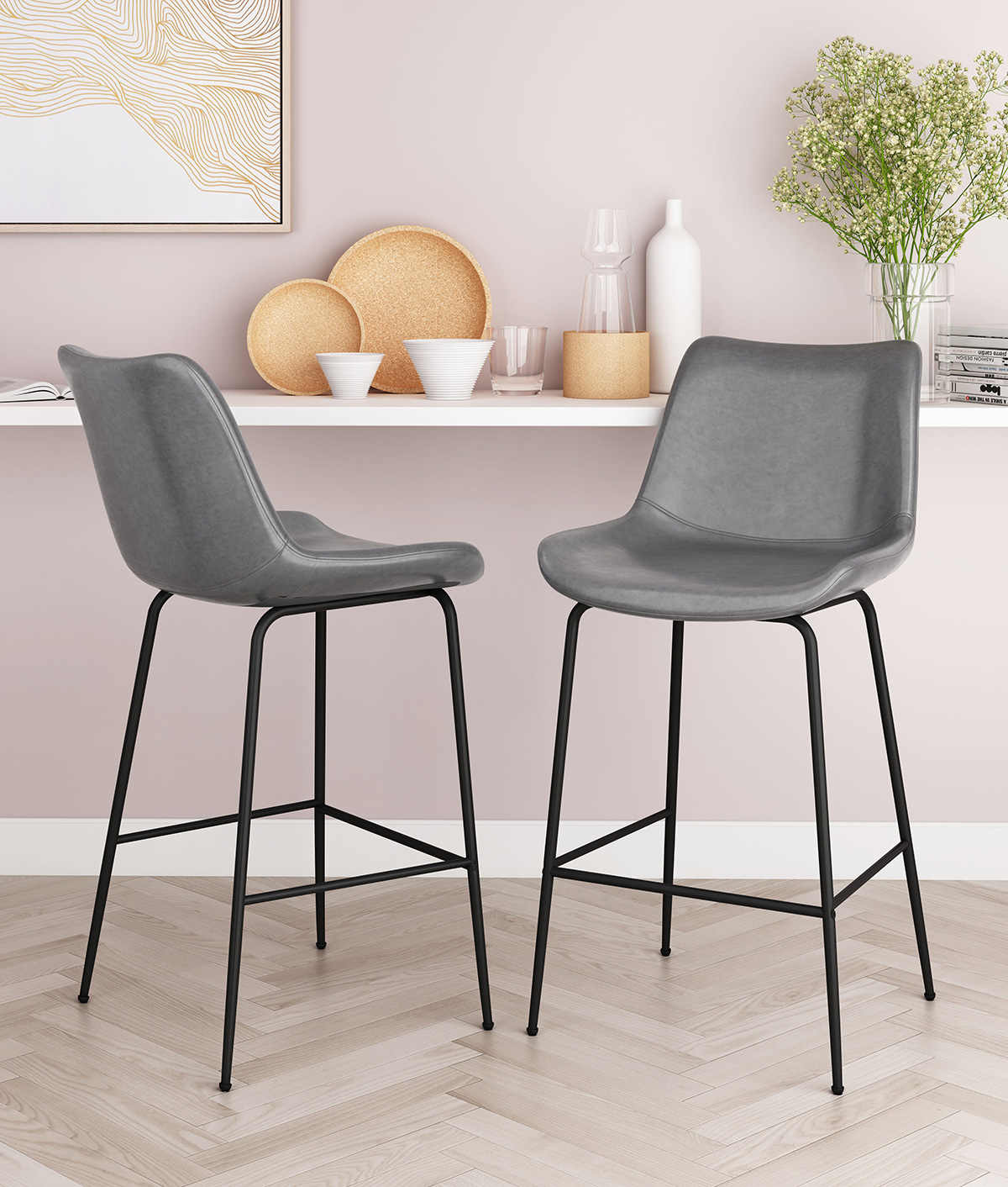 ZUO Byron Counter Chair - Gray/Black