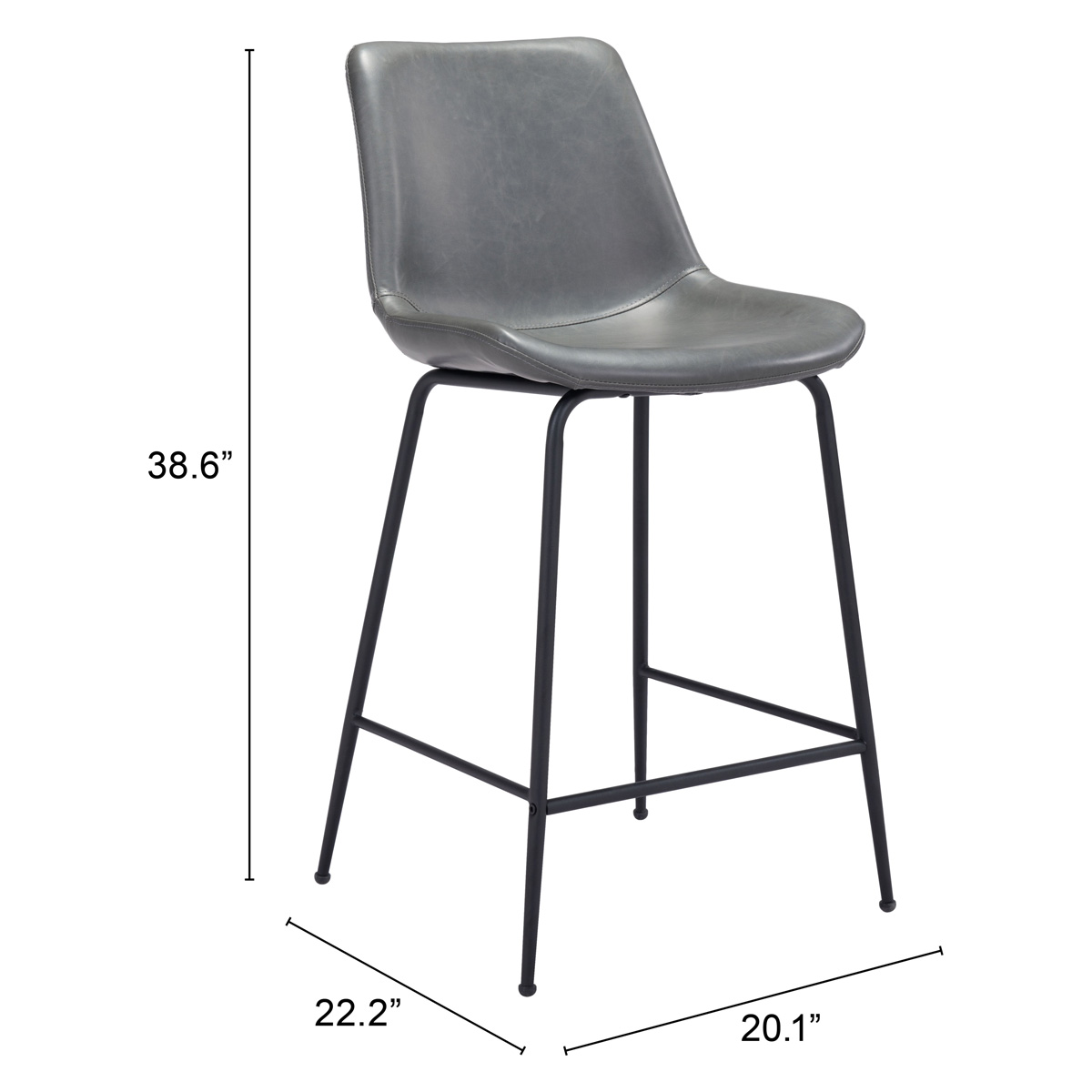 ZUO Byron Counter Chair - Gray/Black