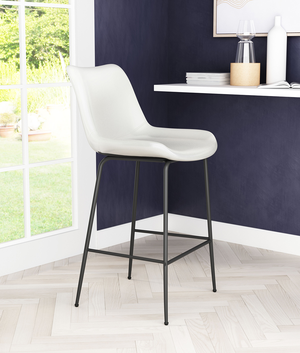 ZUO Byron Counter Chair - White/Black