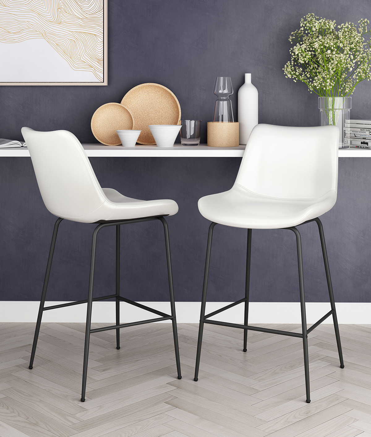 ZUO Byron Counter Chair - White/Black