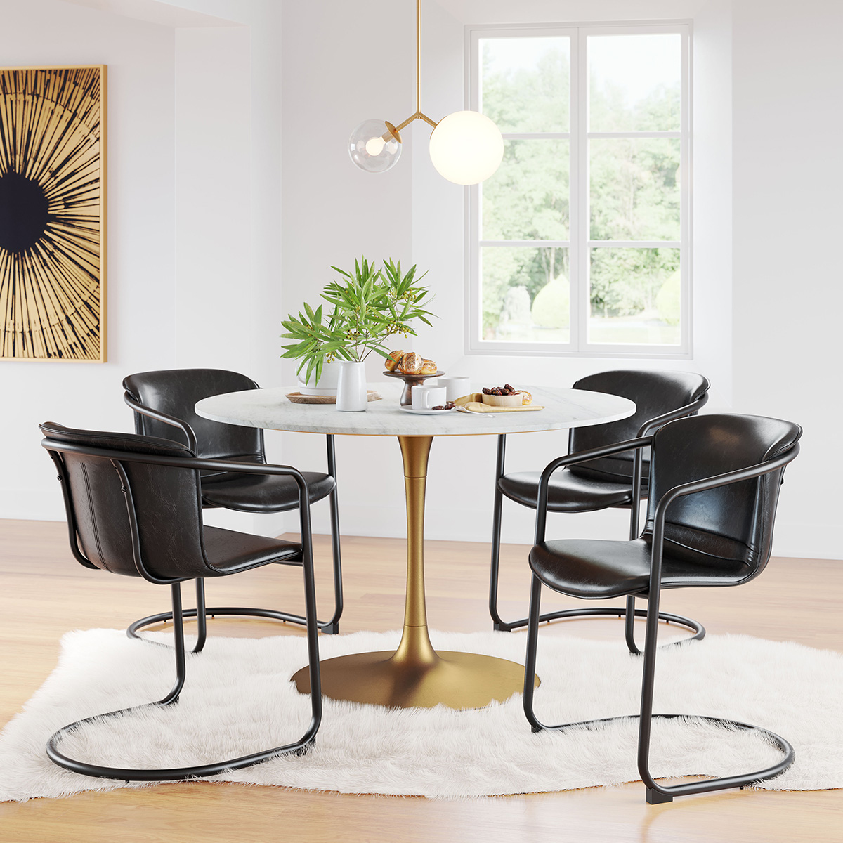 ZUO - Ithaca Dining Table in White/Gold