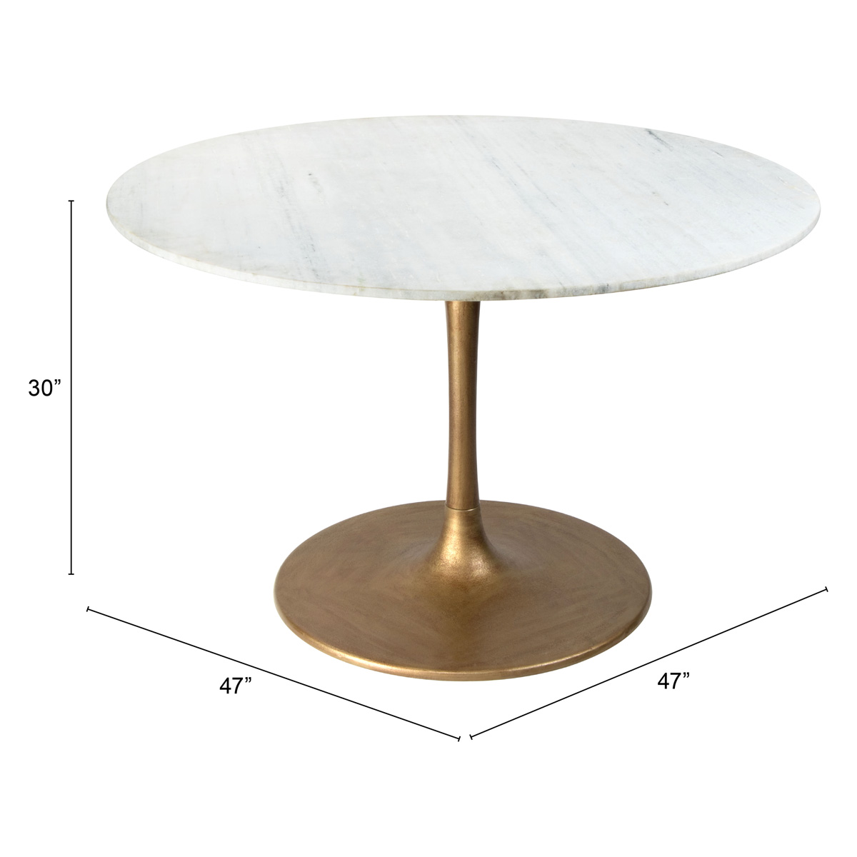 ZUO - Ithaca Dining Table in White/Gold