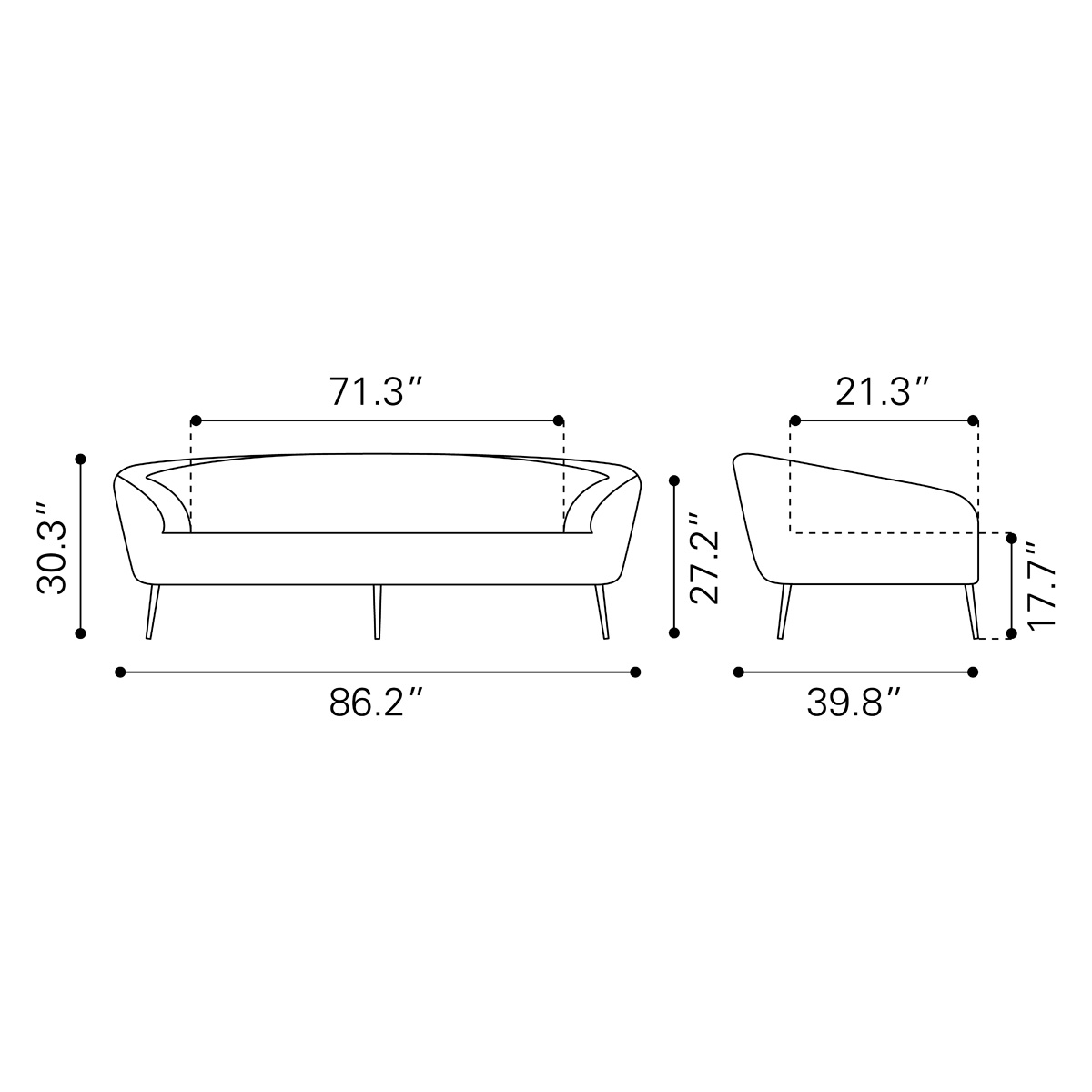 ZUO - Luna Sofa in White/Gold