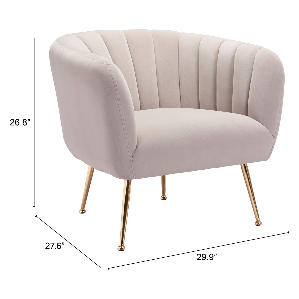 ZUO™ Deco Accent Chair - Light Pink/Gold