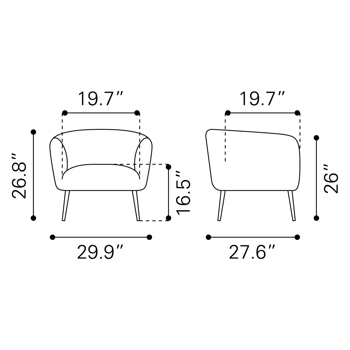 ZUO™ Deco Accent Chair - Gray/Gold