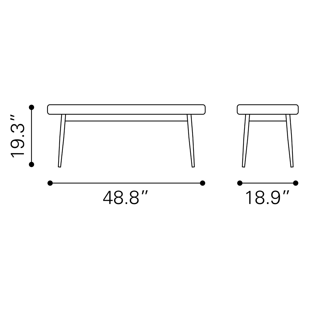 ZUO - Tanner Bench in Gray/Black