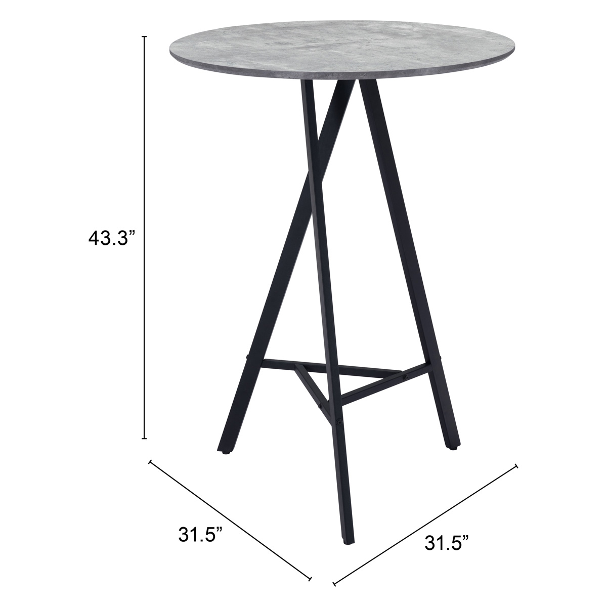 ZUO - Metz Bar Table in Gray/Black